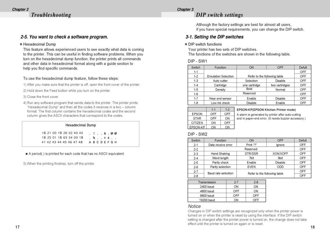 Samsung 500 manual DIP switch settings, You want to check a software program, Setting the DIP switches 