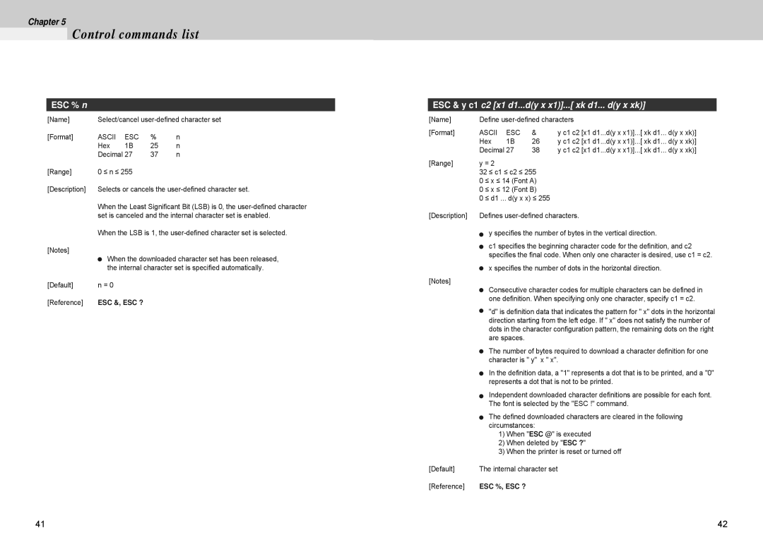 Samsung 500 manual ESC % n, Esc &, Esc ? 