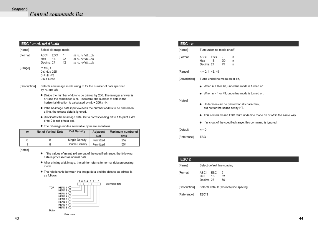 Samsung 500 manual ESC n, Dot Density Adjacent 