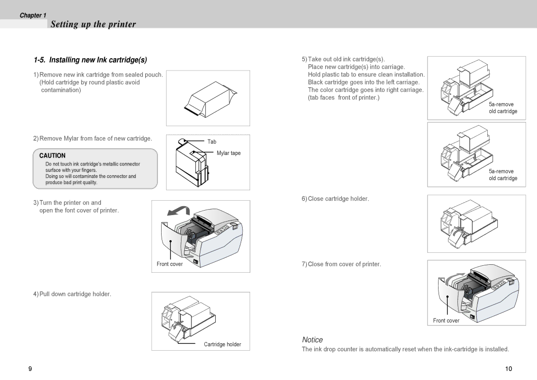 Samsung 500 manual Installing new Ink cartridges 