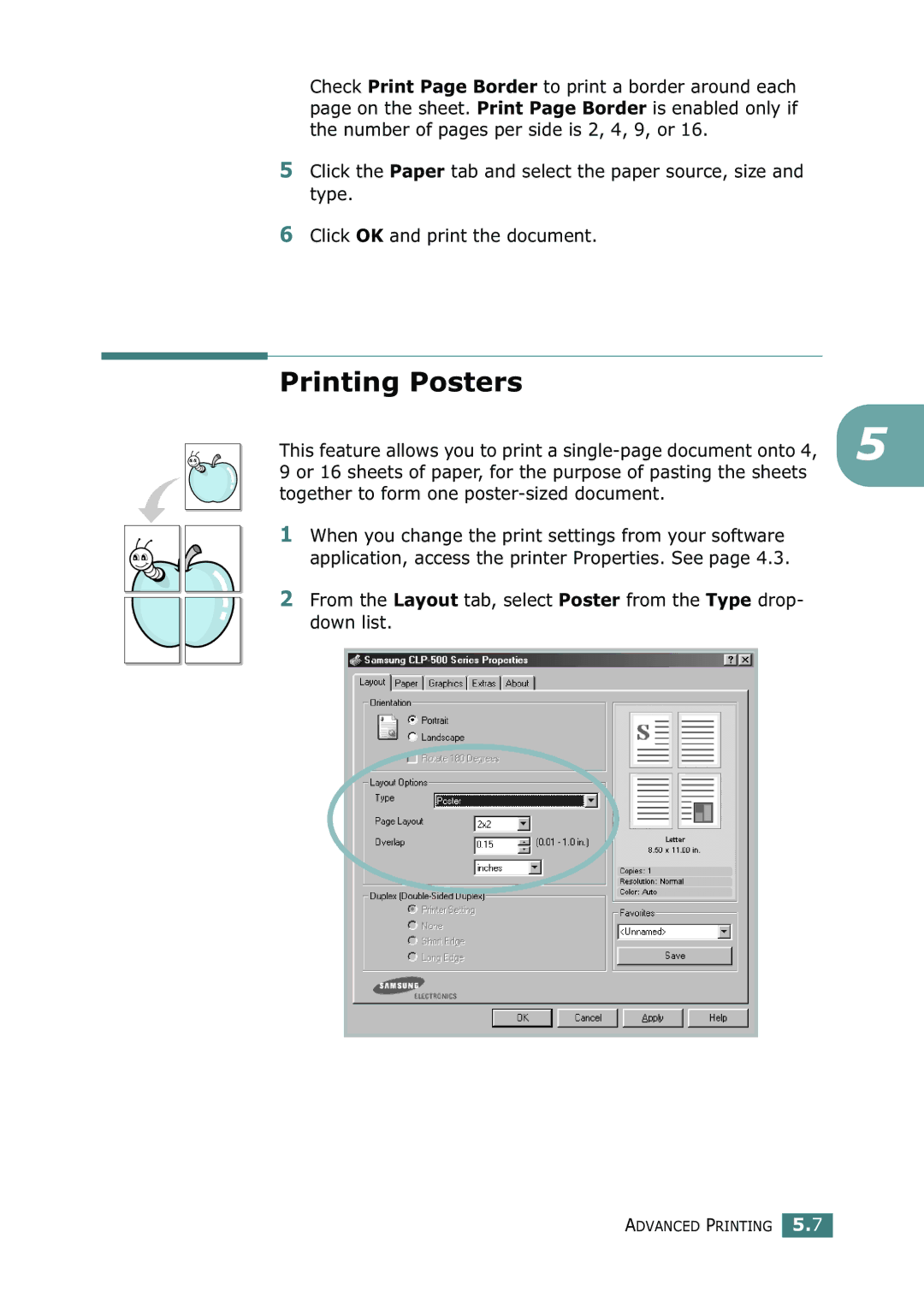 Samsung 500N setup guide Printing Posters 