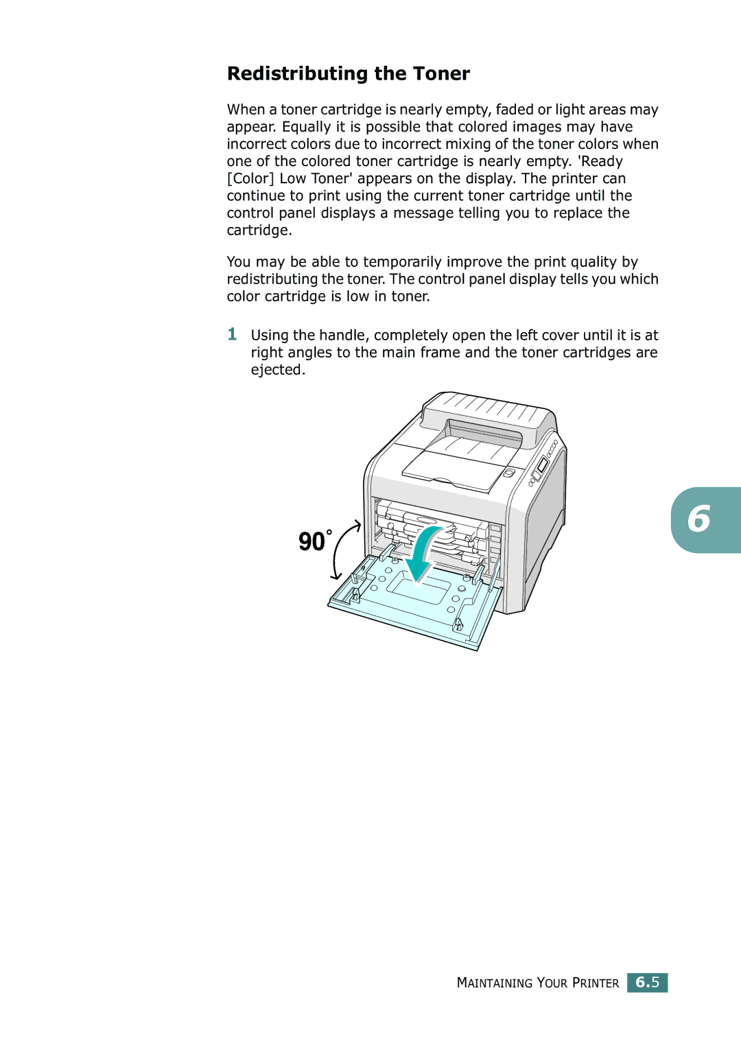 Samsung 500N setup guide Redistributing the Toner 