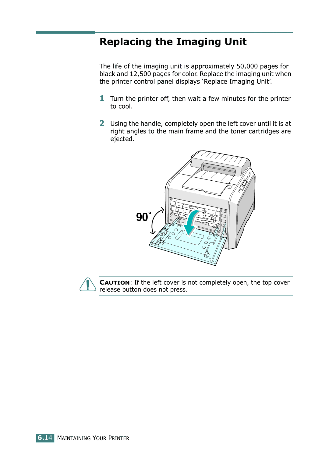 Samsung 500N setup guide Replacing the Imaging Unit 