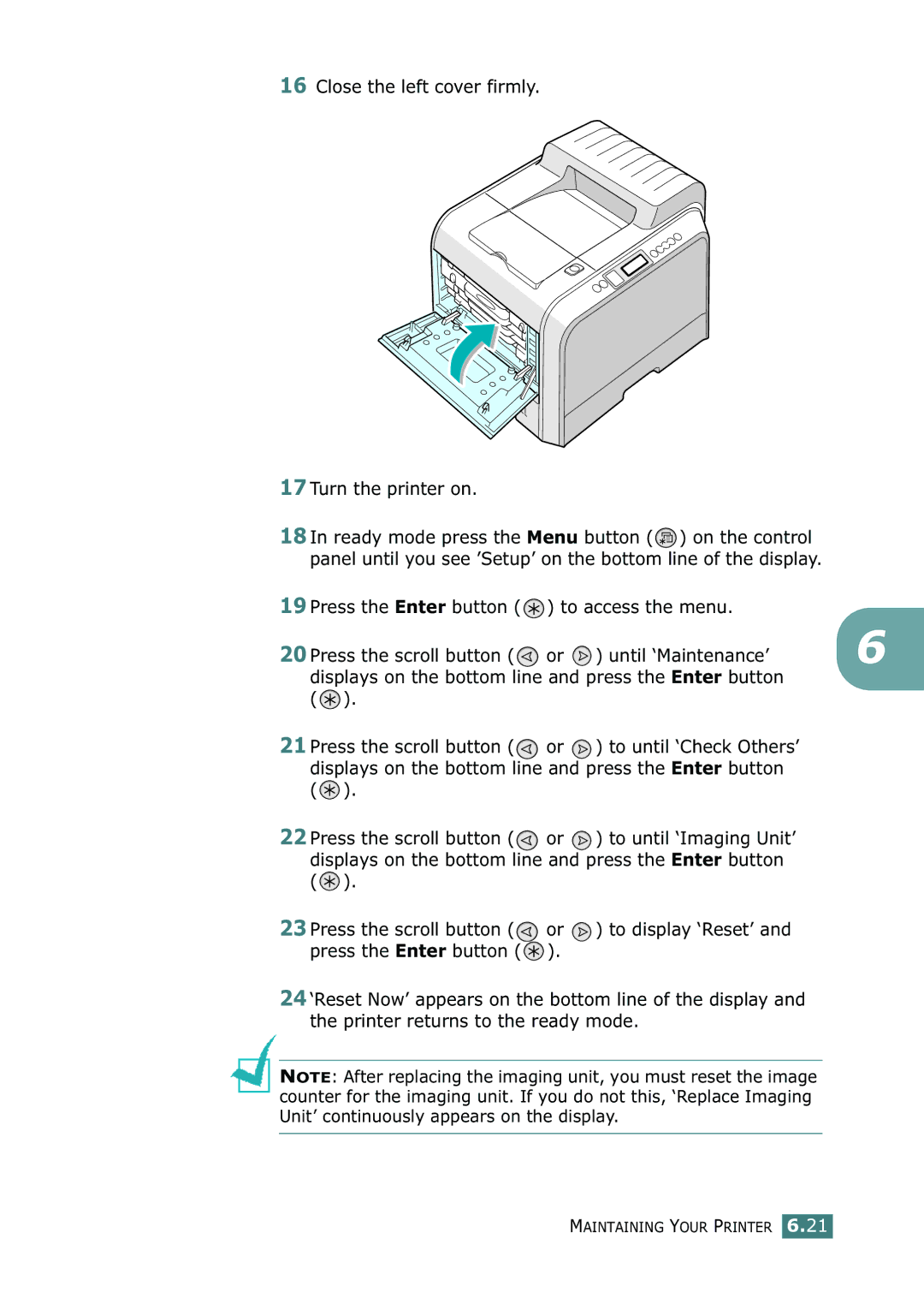 Samsung 500N setup guide Maintaining Your Printer 