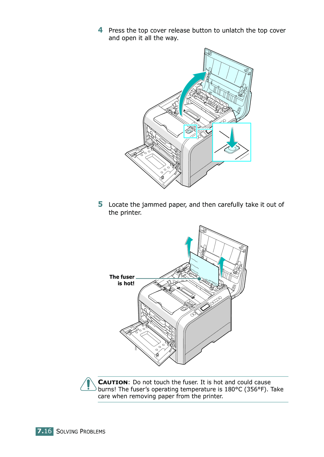 Samsung 500N setup guide Fuser is hot 