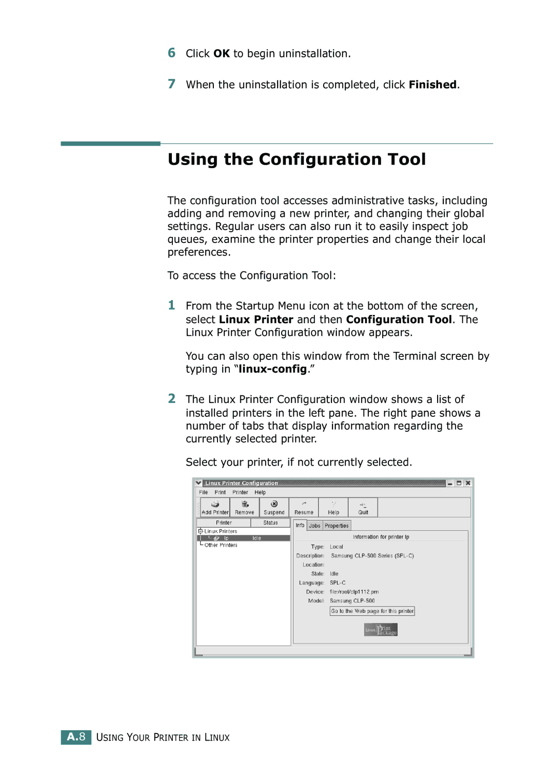 Samsung 500N setup guide Using the Configuration Tool 