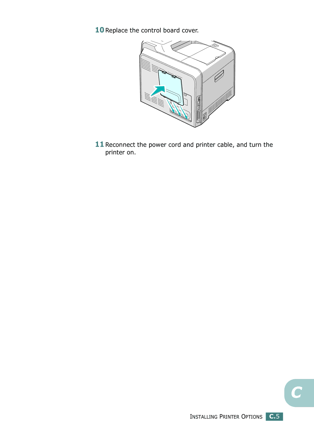 Samsung 500N setup guide Installing Printer Options C.5 