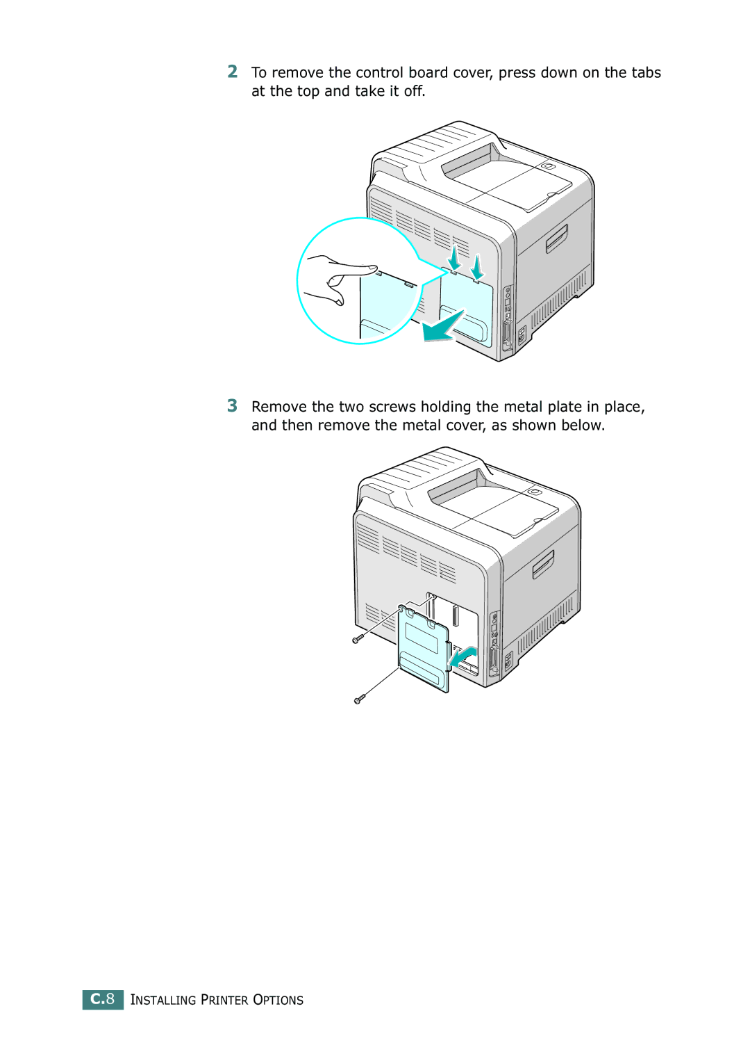 Samsung 500N setup guide Installing Printer Options 