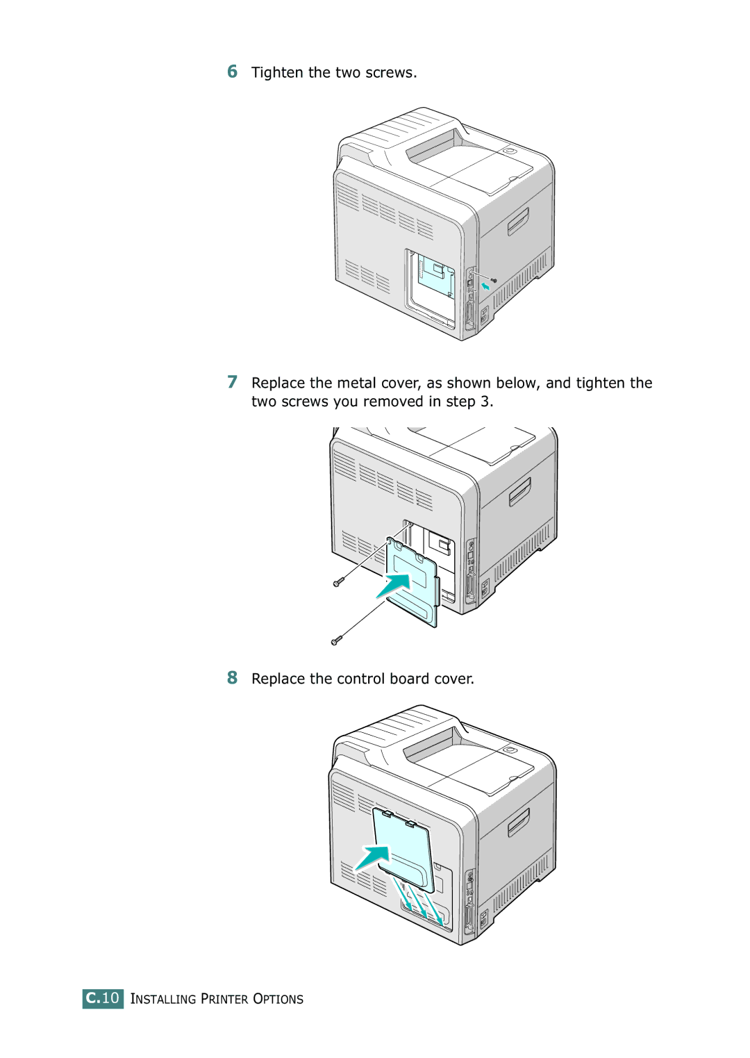 Samsung 500N setup guide Installing Printer Options 