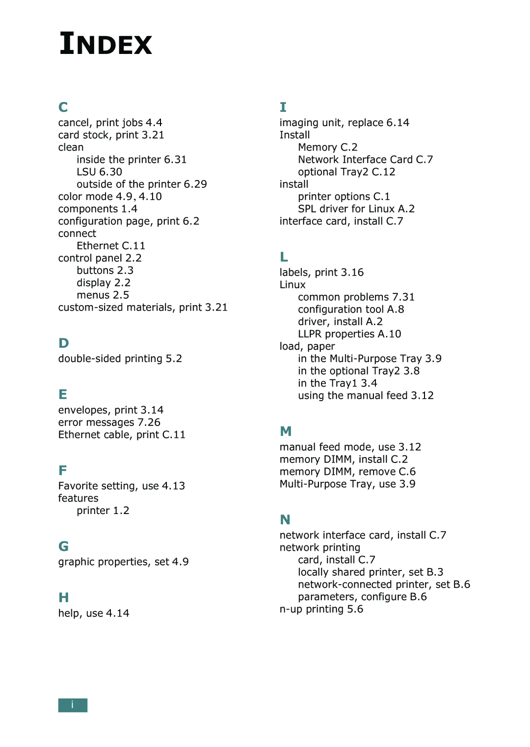 Samsung 500N setup guide Index 