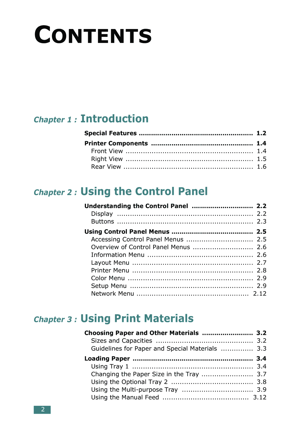 Samsung 500N setup guide Contents 