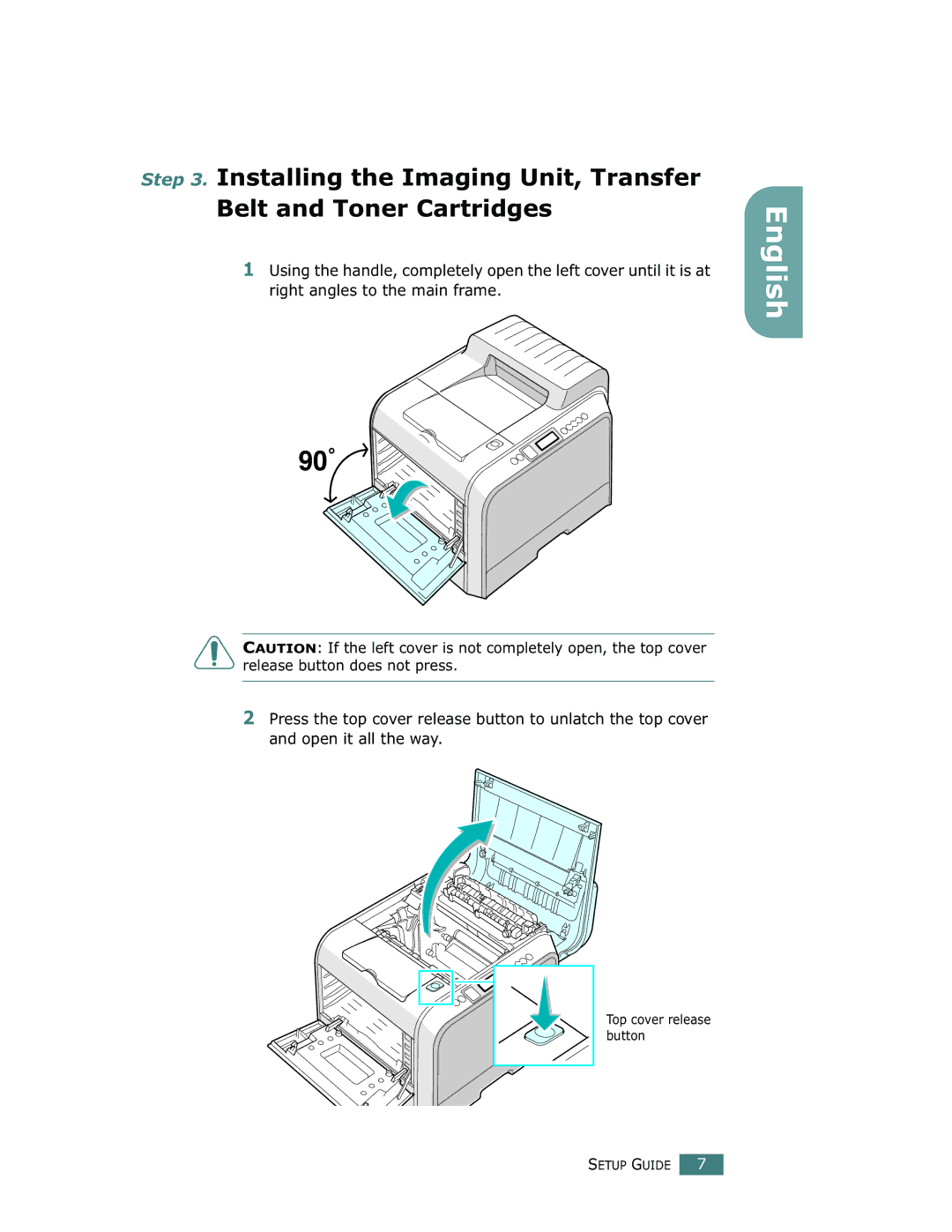 Samsung 500N setup guide Top cover release button 