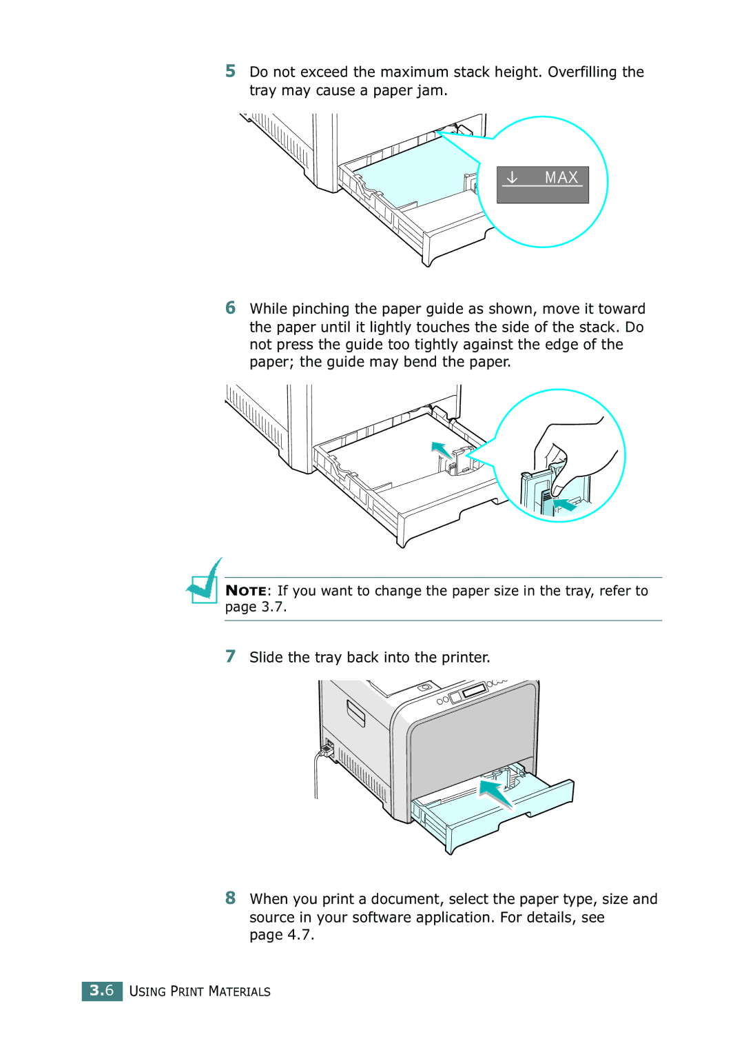 Samsung 500N setup guide Using Print Materials 