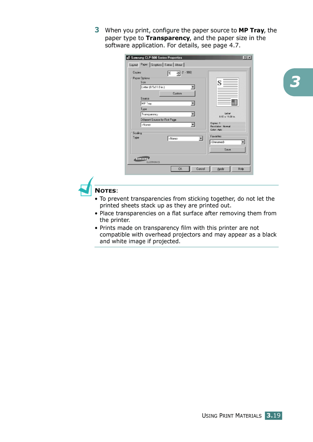 Samsung 500N setup guide Using Print Materials 