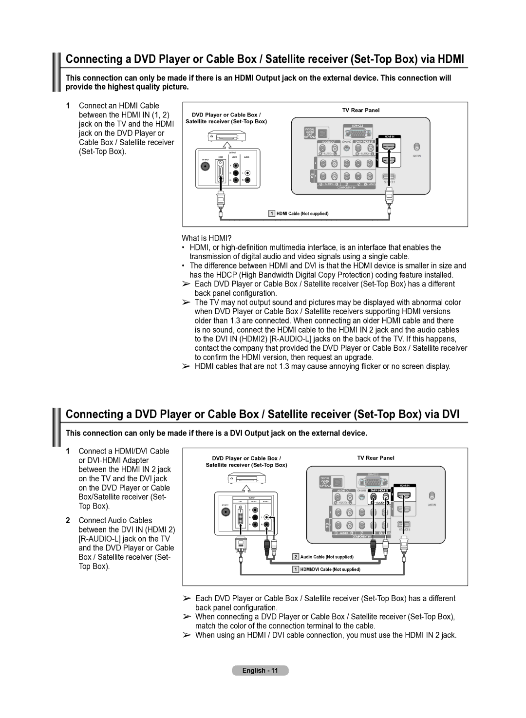 Samsung 510 user manual Connect an Hdmi Cable, Jack on the DVD Player or, Set-Top Box, What is HDMI? 