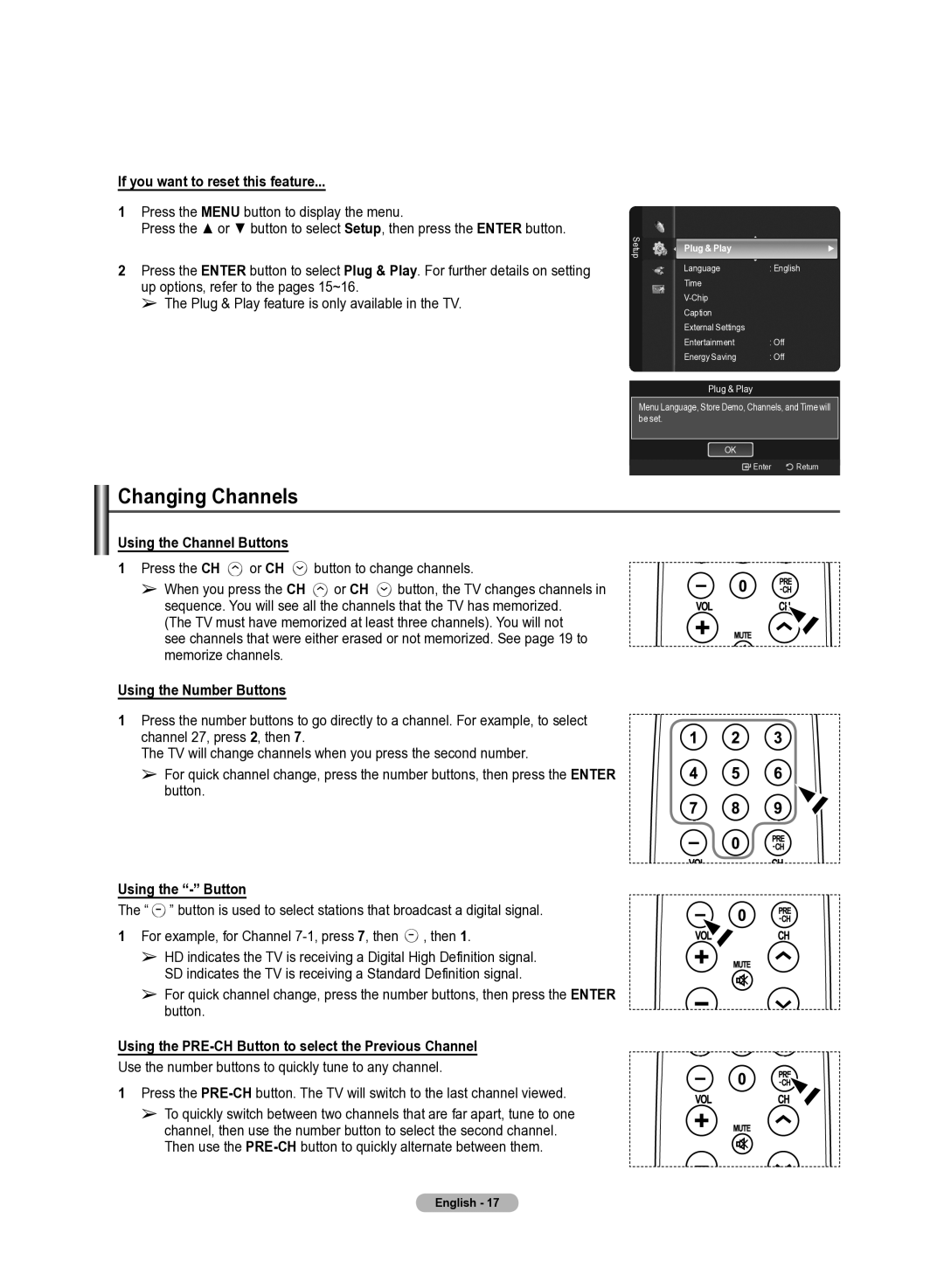 Samsung 510 user manual Changing Channels 