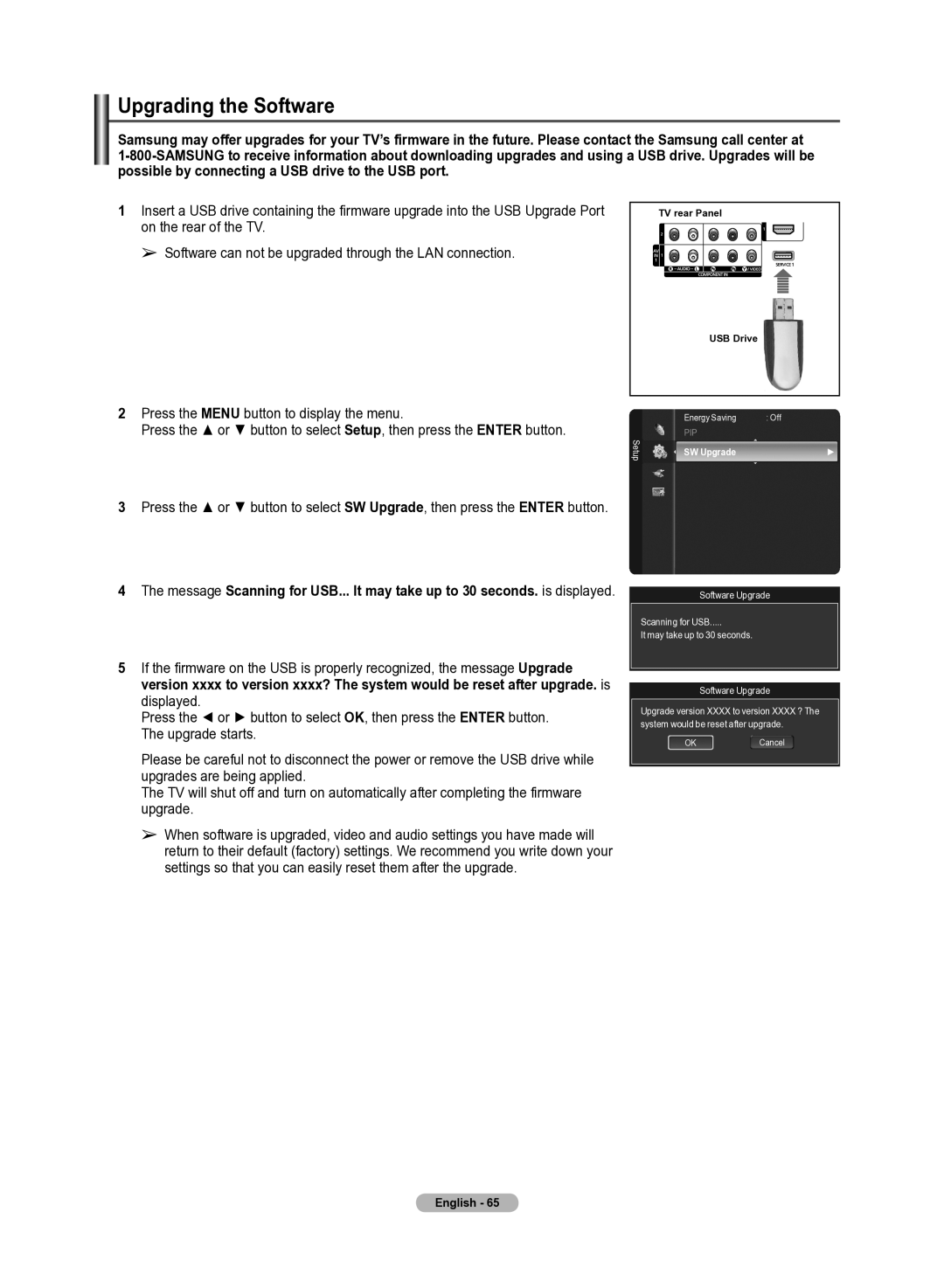 Samsung 510 user manual Upgrading the Software, SW Upgrade 