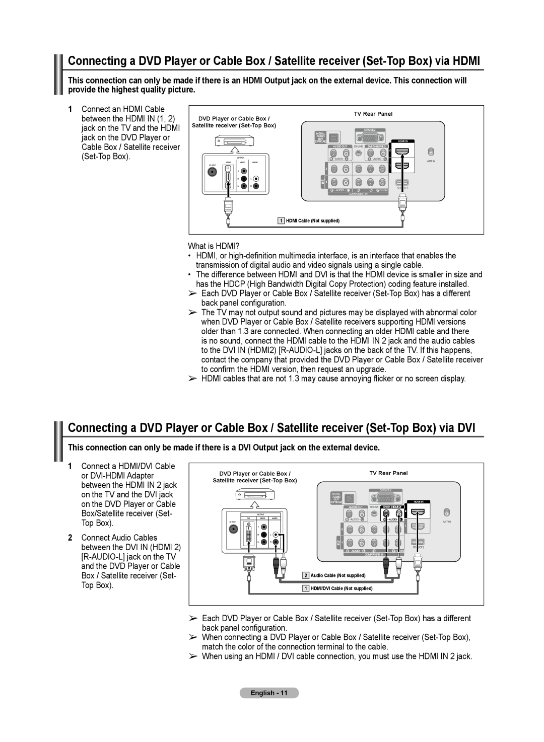 Samsung 510 user manual between the HDMI IN 1 