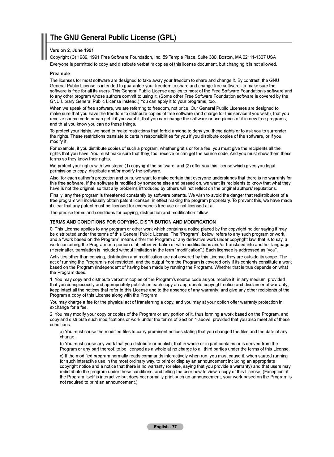 Samsung 510 user manual The GNU General Public License GPL, Version 2, June, Preamble 