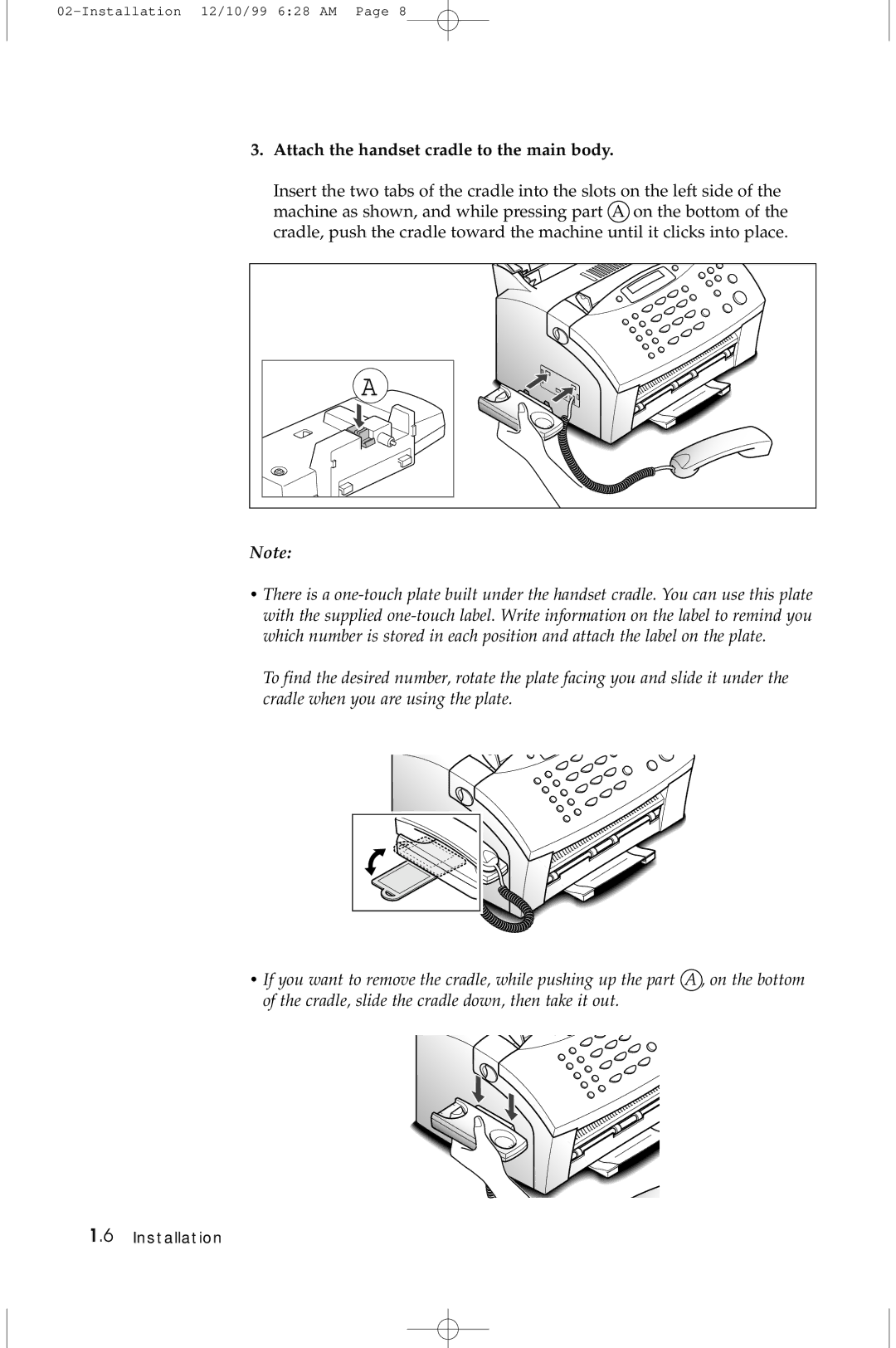 Samsung 5100 manual Attach the handset cradle to the main body 