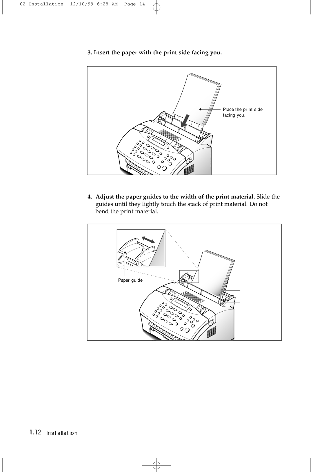 Samsung 5100 manual Insert the paper with the print side facing you 