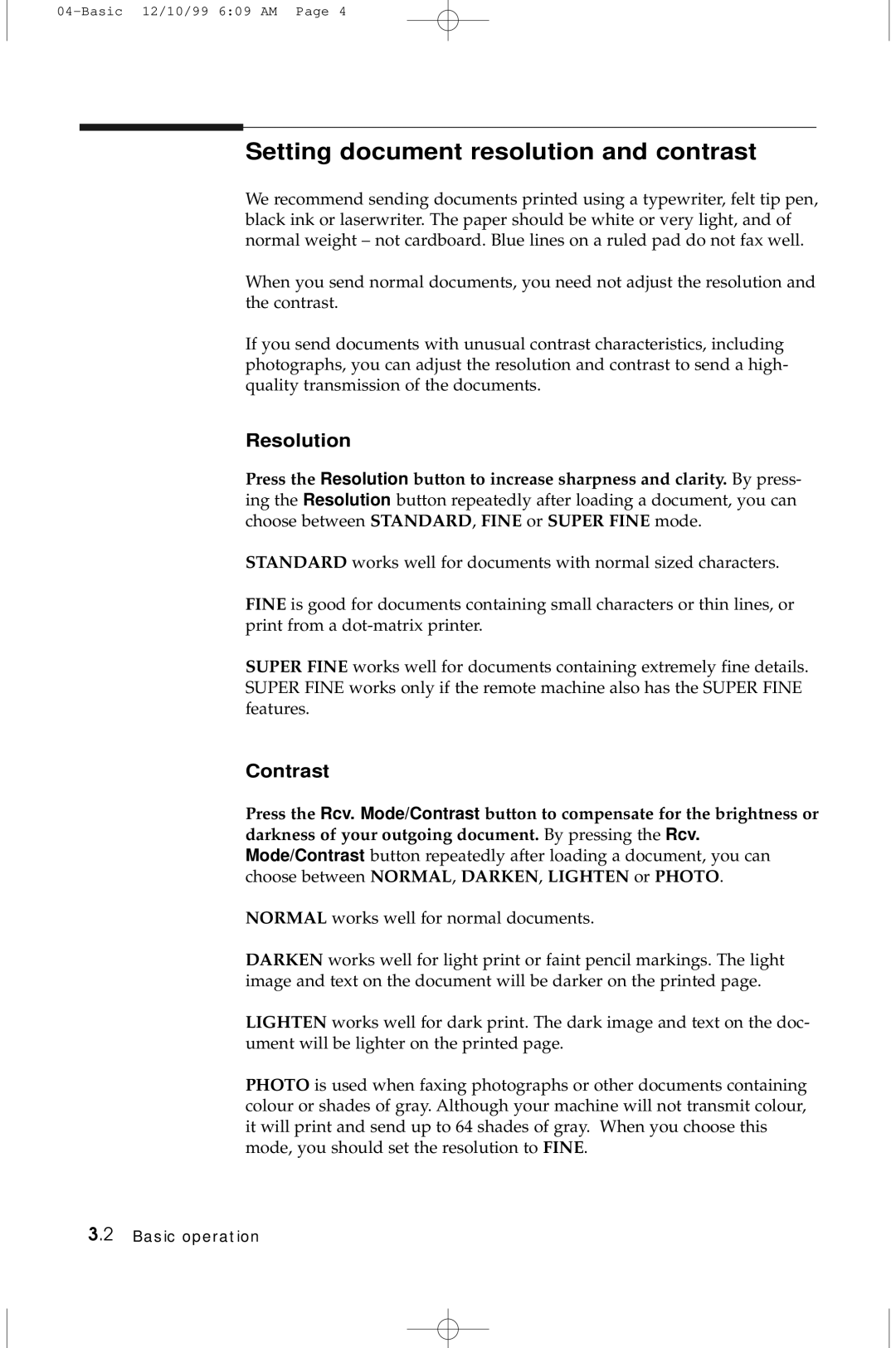 Samsung 5100 manual Setting document resolution and contrast, Resolution, Contrast 