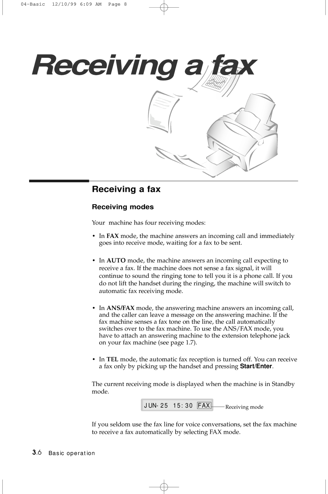 Samsung 5100 manual Receiving a fax, Receiving modes 