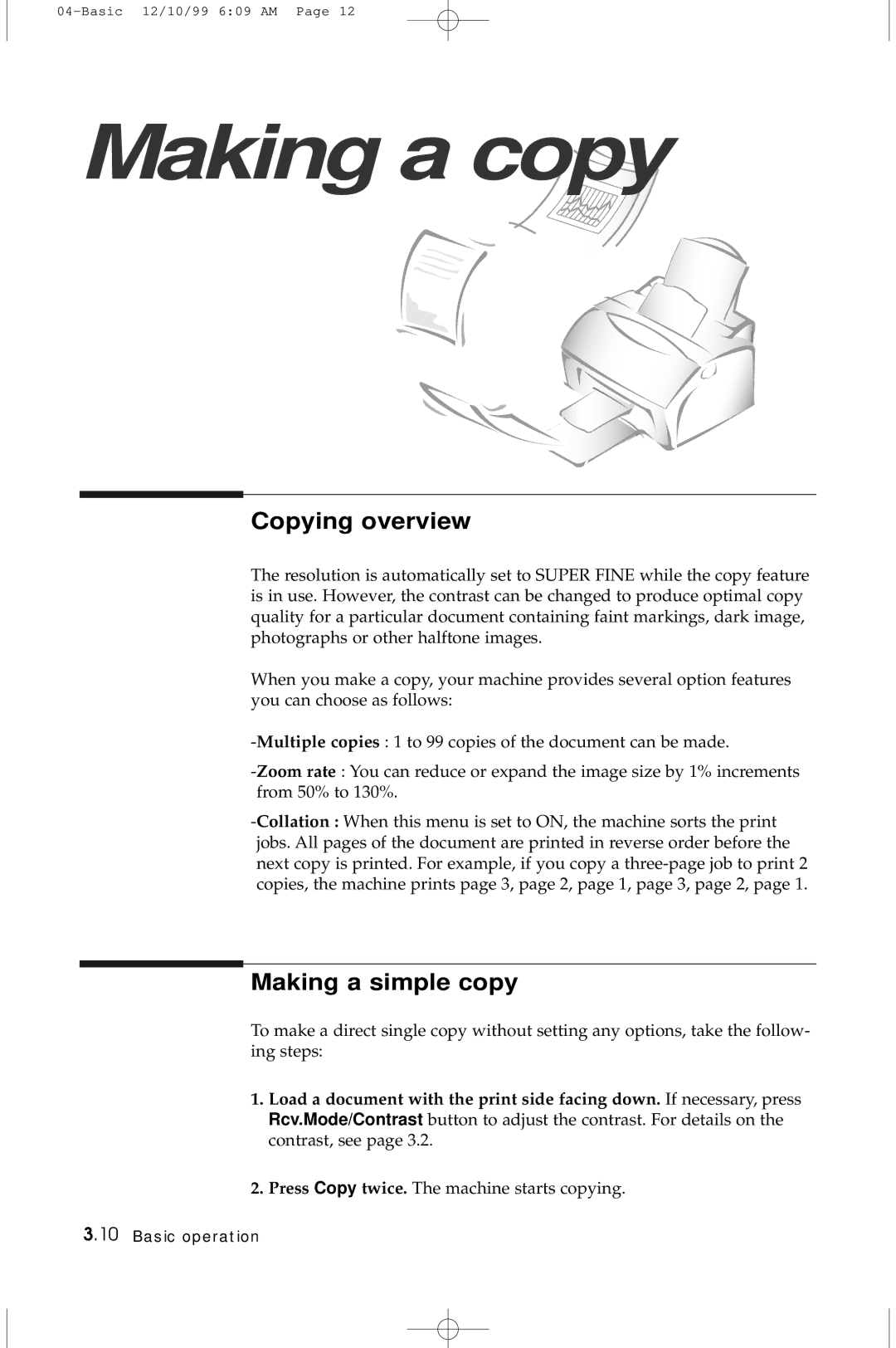 Samsung 5100 manual Copying overview, Making a simple copy 