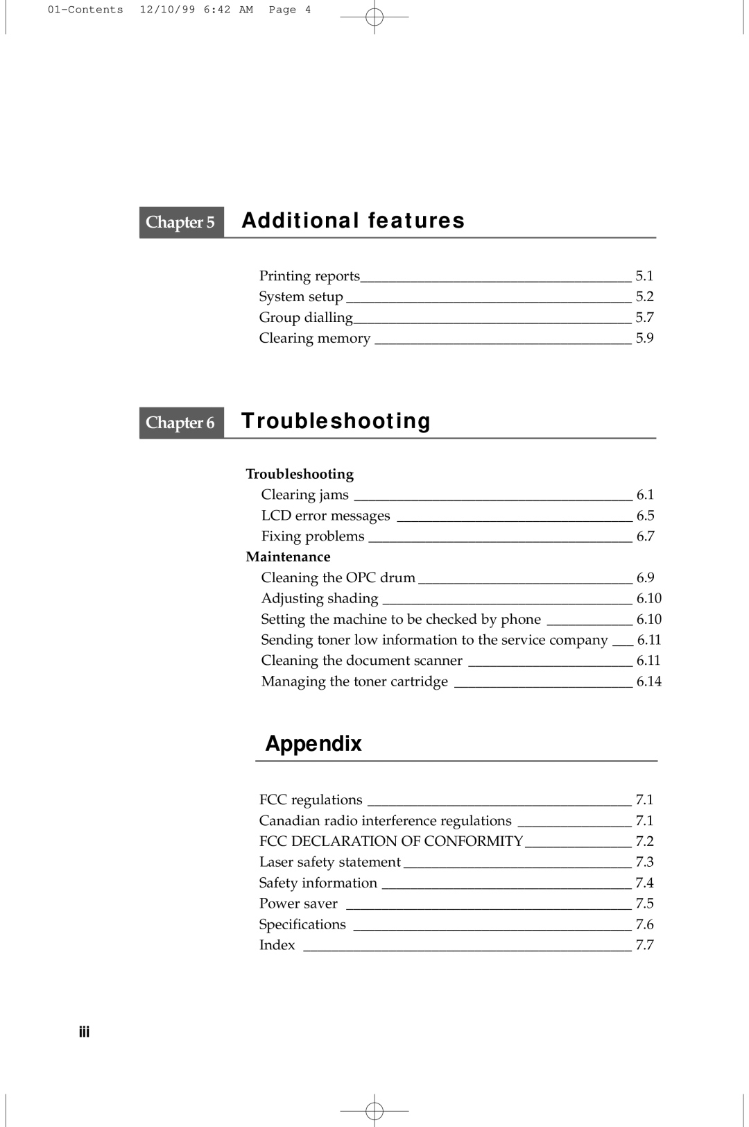 Samsung 5100 manual Troubleshooting, Maintenance 