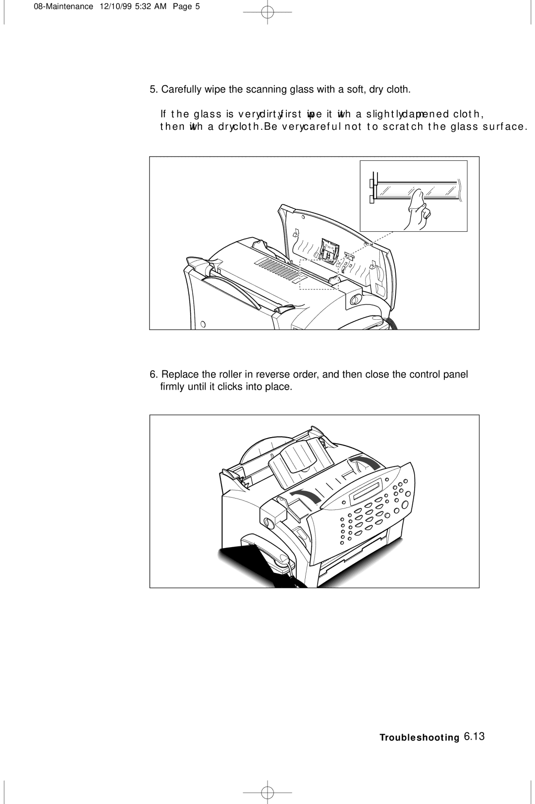 Samsung 5100 manual Carefully wipe the scanning glass with a soft, dry cloth 