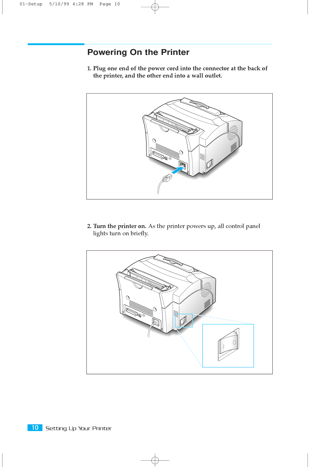 Samsung 5100A user manual Powering On the Printer 