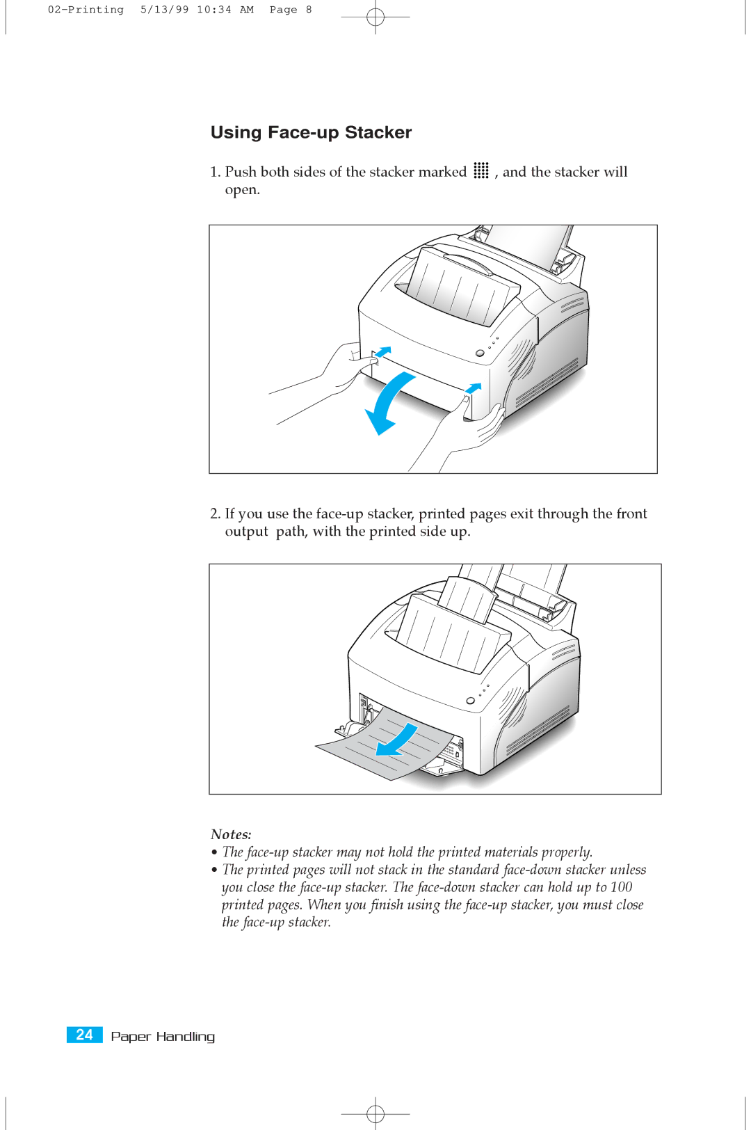 Samsung 5100A user manual Using Face-up Stacker 