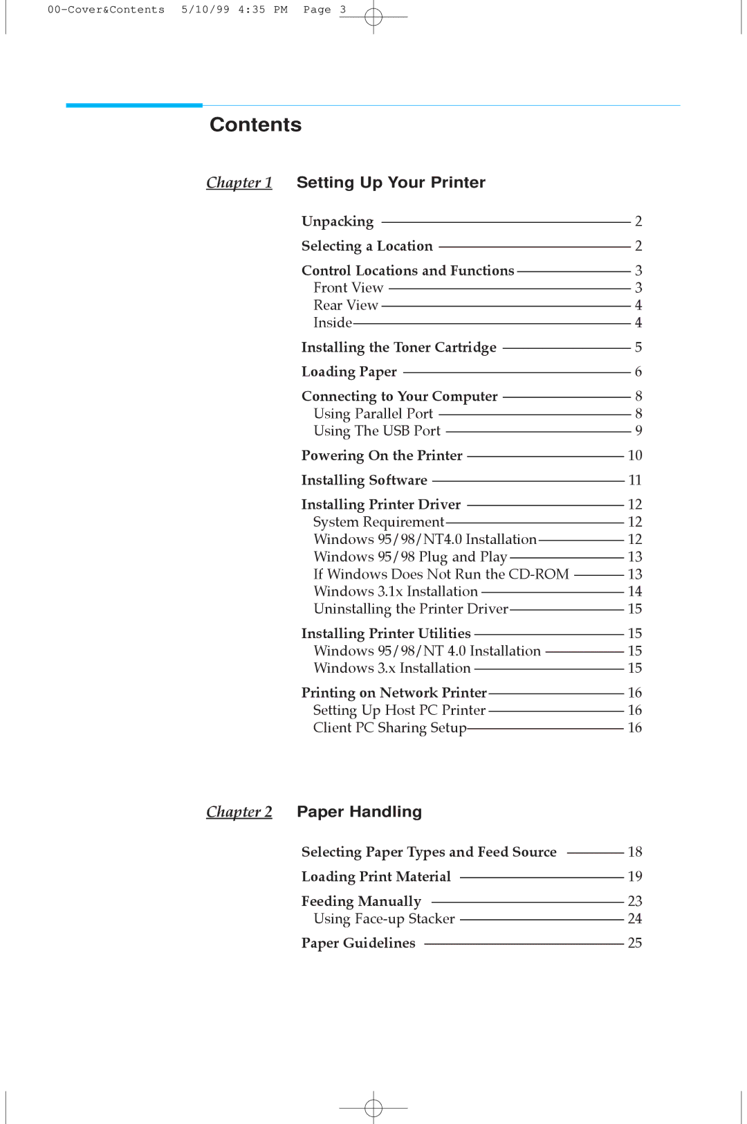 Samsung 5100A user manual Contents 