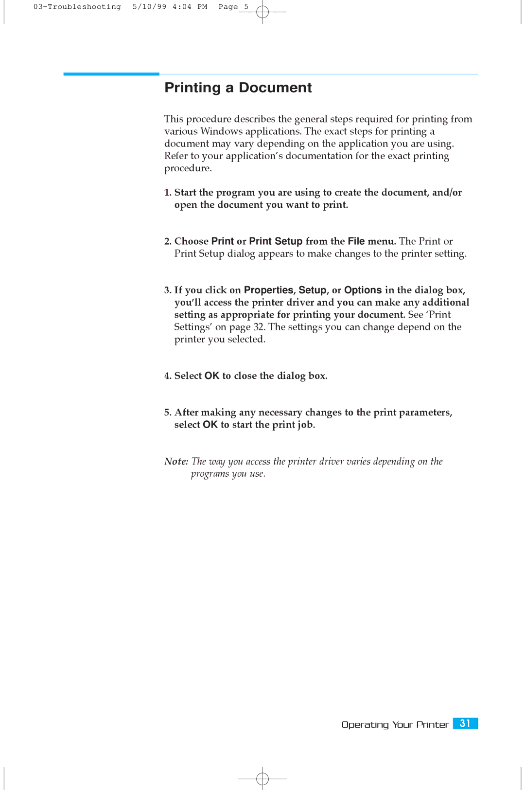 Samsung 5100A user manual Printing a Document 