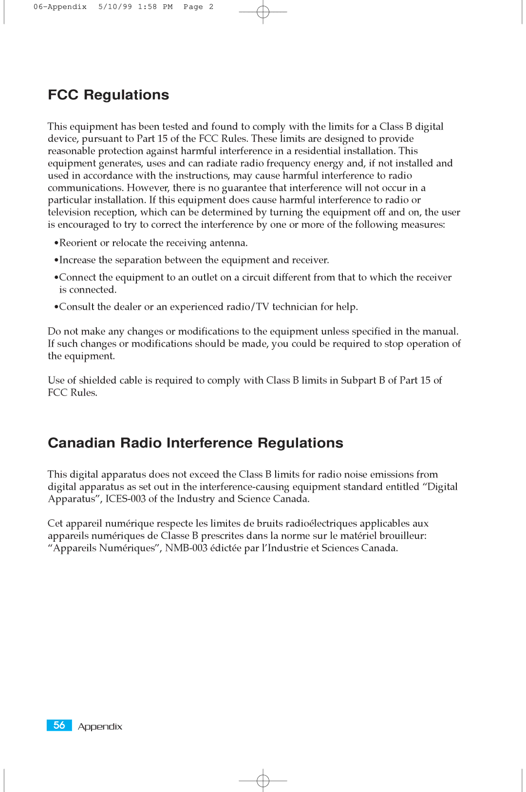 Samsung 5100A user manual FCC Regulations, Canadian Radio Interference Regulations 