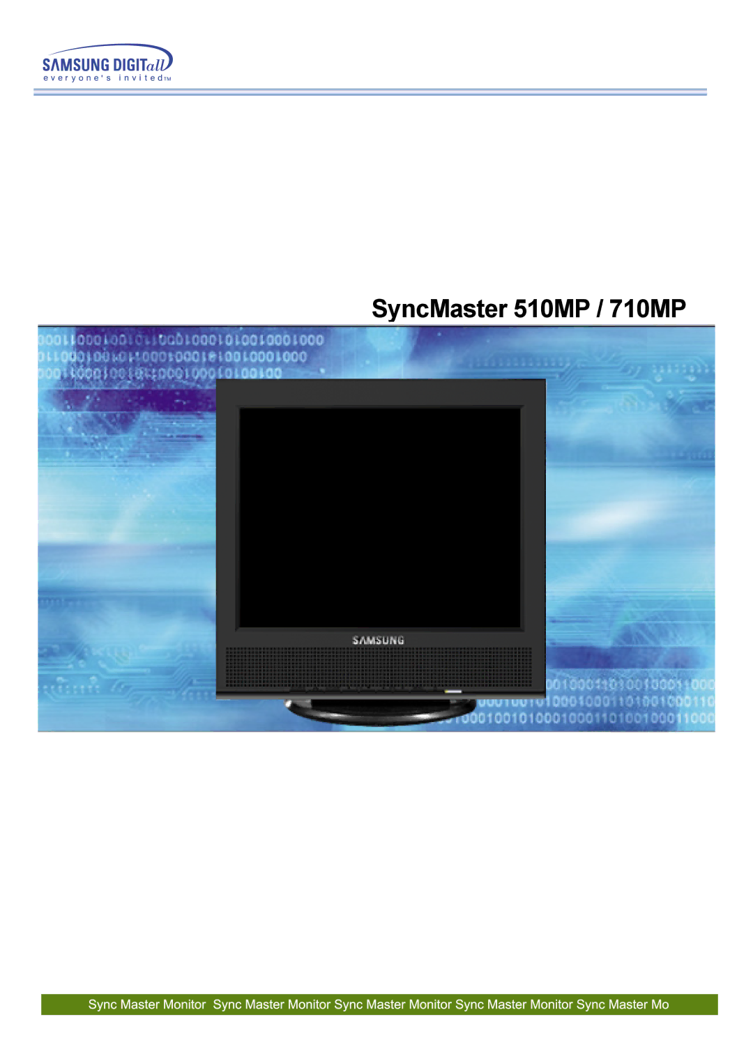 Samsung manual SyncMaster 510MP / 710MP 