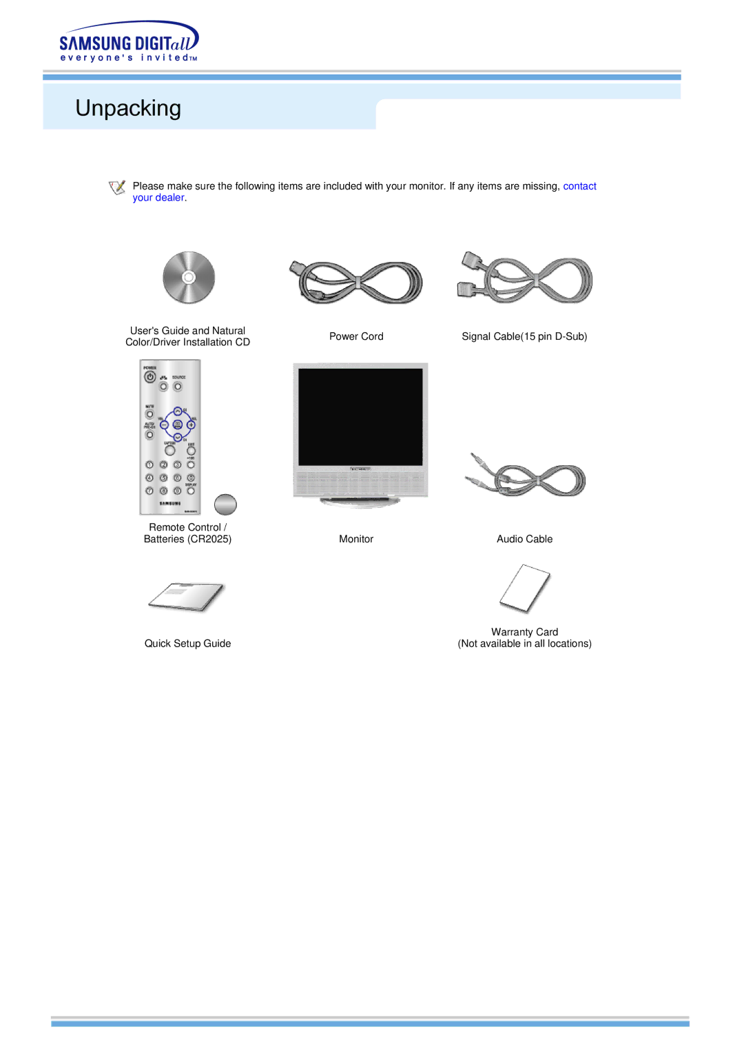 Samsung 510MP manual Unpacking 