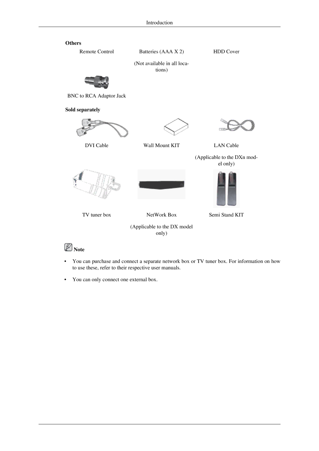 Samsung 520DXN user manual Sold separately 