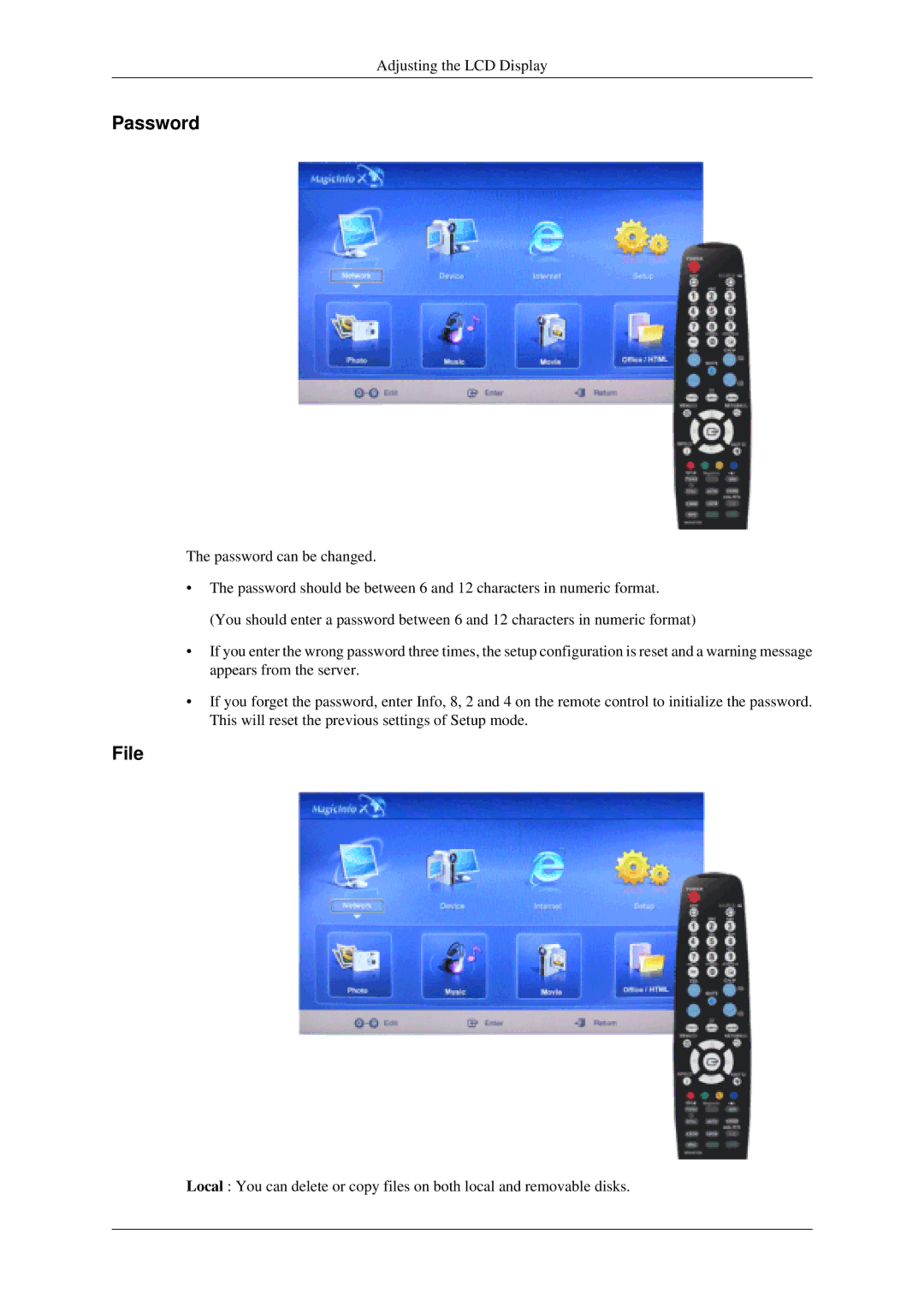 Samsung 520DXN user manual Password, File 