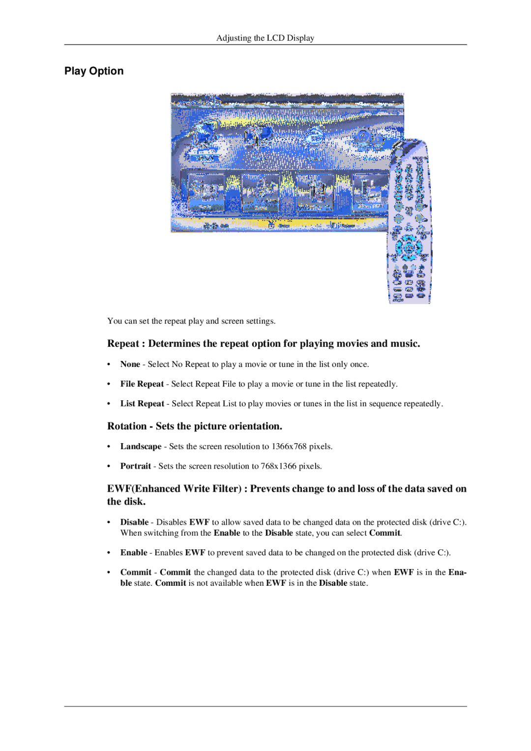 Samsung 520DXN user manual Play Option, Rotation Sets the picture orientation 