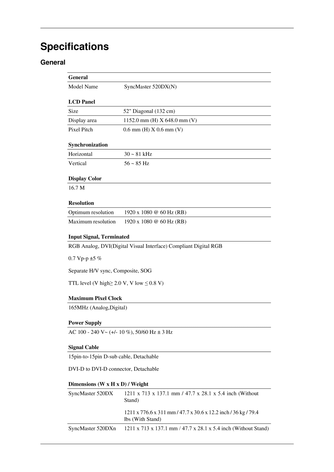 Samsung 520DXN user manual General 