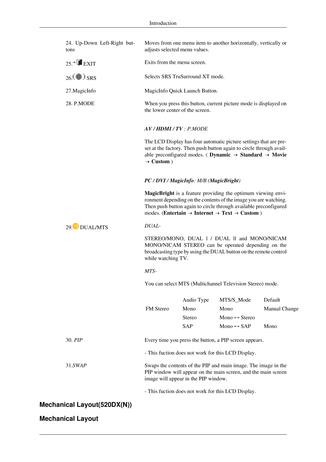 Samsung user manual Mechanical Layout520DXN, → Custom 