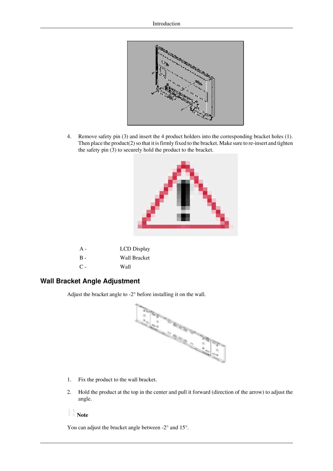 Samsung 520DXN user manual Wall Bracket Angle Adjustment 