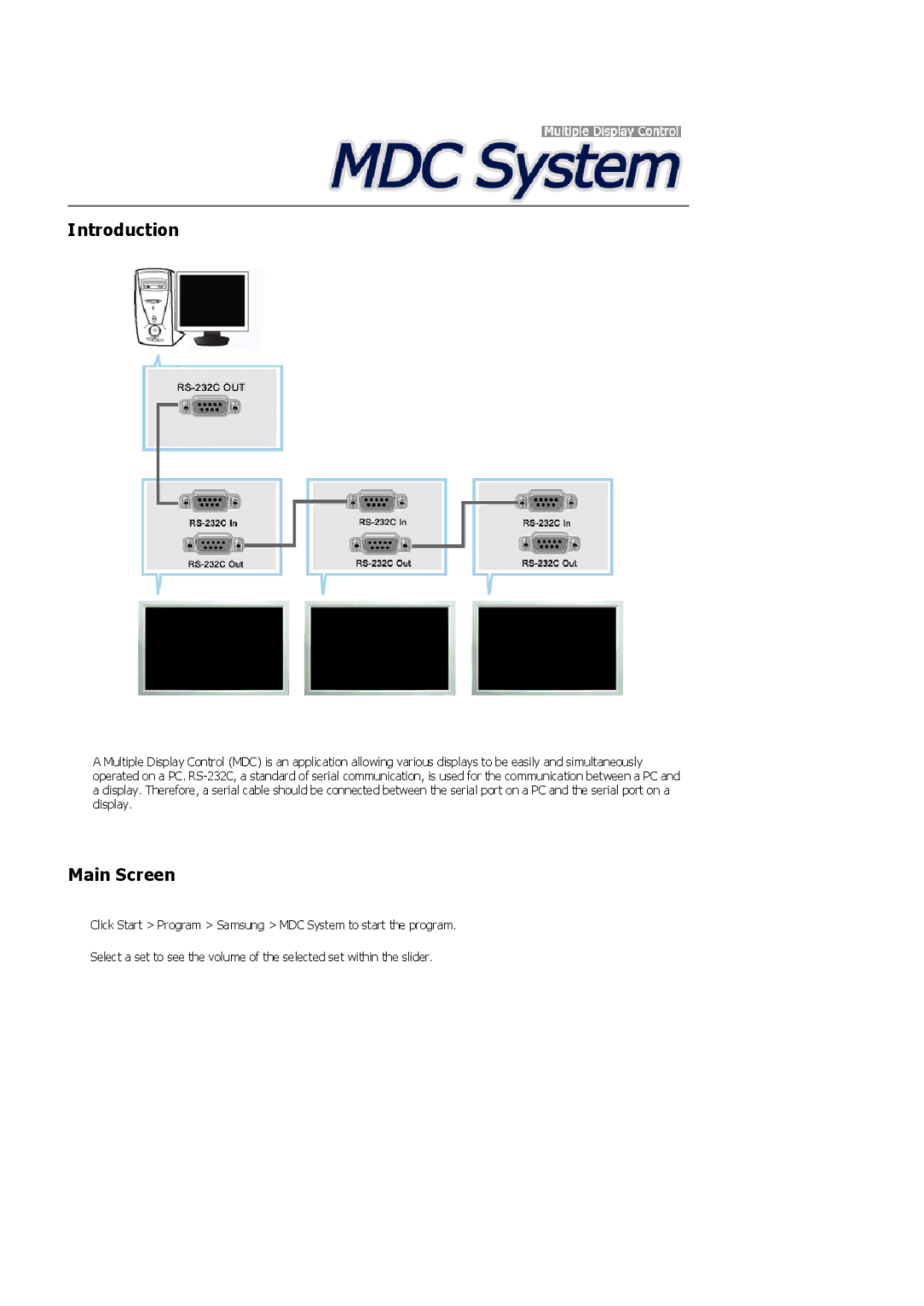 Samsung 520DXN user manual Introduction, Main Screen 