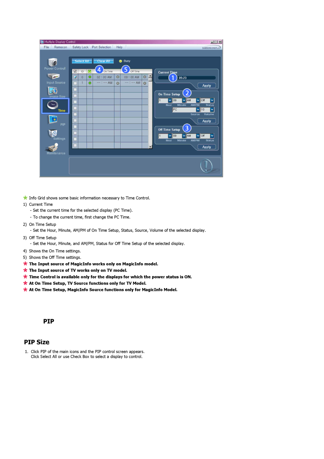 Samsung 520DXN user manual Pip, PIP Size 