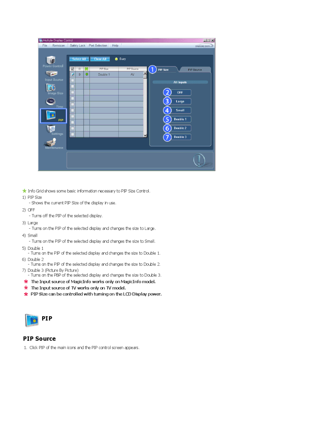 Samsung 520DXN user manual PIP Source 