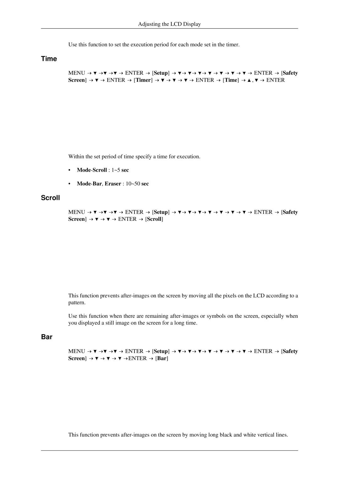 Samsung 520DXN user manual Mode-Scroll 1~5 sec Mode-Bar,Eraser 10~50 sec 