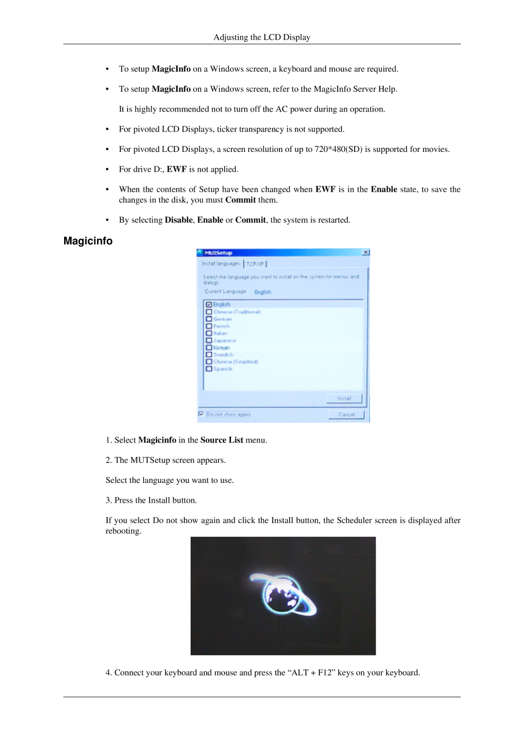 Samsung 520DXN user manual Select Magicinfo in the Source List menu 