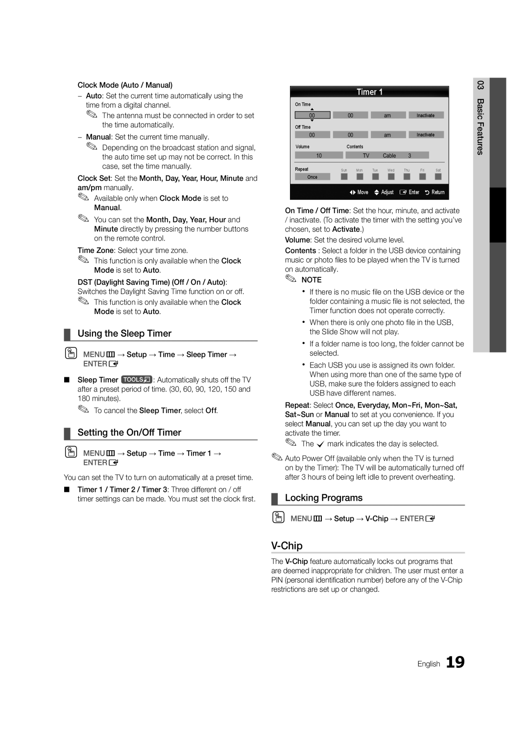 Samsung 530 user manual Chip, Timer 