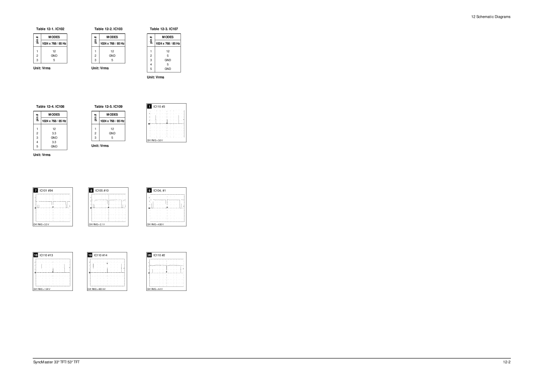 Samsung 331 TFT, 530TFT, 530 TFT, 531 TFT, 531TFT, 330TFT specifications SyncMaster 33*TFT/53*TFT 12-2 